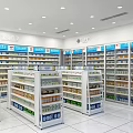 Bright Pharmacy Store Interior With Well Arranged Shelves And Medicines 3d model