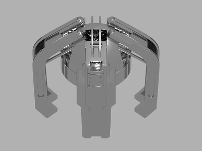 Silver Mechanical Industrial Component Featuring Symmetrical Metal Arms And Structure 3d model