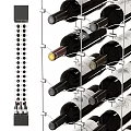 Modern Metal Frame Wine Cabinet With Wine Bottles And Wooden Storage Boxes