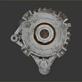 Rusty Industrial Motor With Metal Housing Rotating Shaft And Mechanical Components