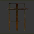 Rustic Wooden Coffee Table Featuring Geometric Structure And Lower Storage Shelf