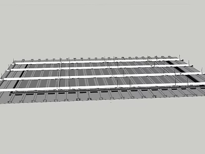 Modern Architectural Ceiling with Metal Frame Linear Grid Design Structure 3d model