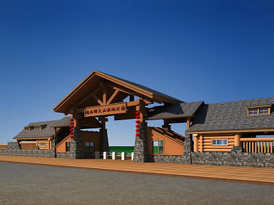 New Chinese Style Gate Wetland Park Gate Amusement Park Gate 3d model