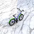 Blue Frame Bicycle With Green Fenders Gray Seat And Black Handlebars