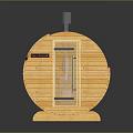 Modern Round Wooden Sauna Featuring Glass Door And Top Heater Design