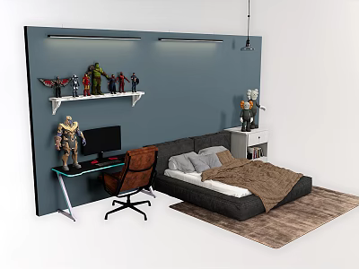 Modern Double Bed Simple Double Bed Hand-held E-sports 3d model