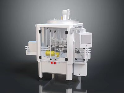 Industrial Automated Machine With White Frame Transparent Cover Control Panel And Yellow Components 3d model