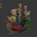 Vintage Sailing Ship With Multiple Canvas Sails Red Wooden Hull And Decorative Bow
