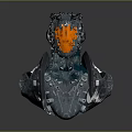 Detailed Mechanical Biomechanical Character With Armored Body And Glowing Orange Blue Features