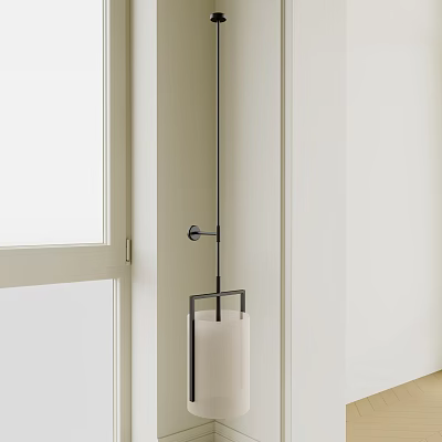 Modern Minimalist Wall Lamp With Metal Stand Beside Window In Light Room 3d model
