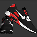 Black Red White Sporty Sneakers With Air Cushion And Modern Design Details
