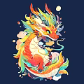 Colorful Dragon With Intricate Carved Scales Decorative Clouds And Ornamental Details