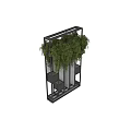 Decorative Ornament Set With Hanging Green Plants And Metal Frame Structure