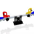 Colorful Children's Seesaw With Red Yellow Cartoon Car Design And Spring Base