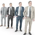 Men In Different Color Suits With Front Back And Side Views 3d model