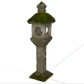 Rustic Stone Outdoor Light With Mossy Roof And Hollow Design For Garden Decor