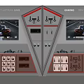 Racing Game Console With Dual Screens Red Lighting And Control Panels