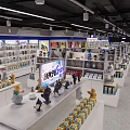 ART GO Mall Store With Self Service Checkout Neon Sign And Shelved Merchandise