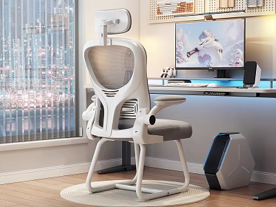 Ergonomic Office Chair With Mesh Back Headrest For Home Office Workspace 3d model