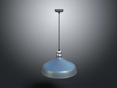 Modern Metal Pendant Light With Round Shade And Hanging Rod For Home Interior Design 3d model