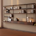 Modern Wall Mounted Bookshelf with Books Decorative Items and Green Plant