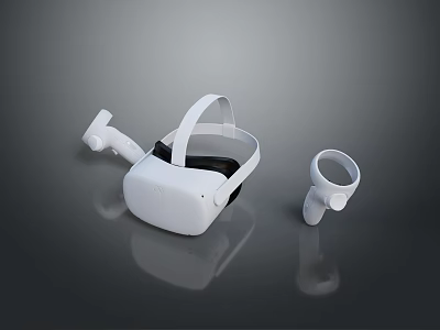 Modern White VR Headset With Controllers As Computer Virtual Reality Accessory 3d model