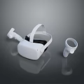 Modern White VR Headset With Controllers As Computer Virtual Reality Accessory 3d model