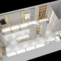 Modern Jewelry Store Interior With Glass Display Counters And Gold Accents 3d model
