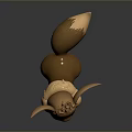 Animated 3D Character Model Of Brown Eevee With Big Ears Fluffy Tail And Friendly Expression