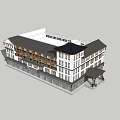Traditional Chinese Style Hotel Building With White Exterior Multiple Floors And Curved Roof