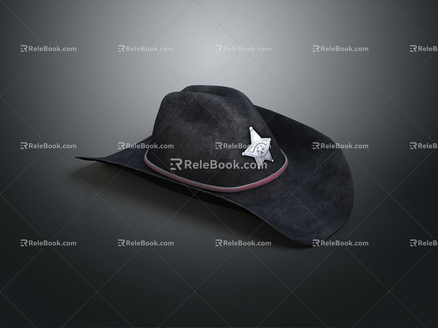 Modern Hat Western Cowboy Hat Western Sheriff Hat 3d model