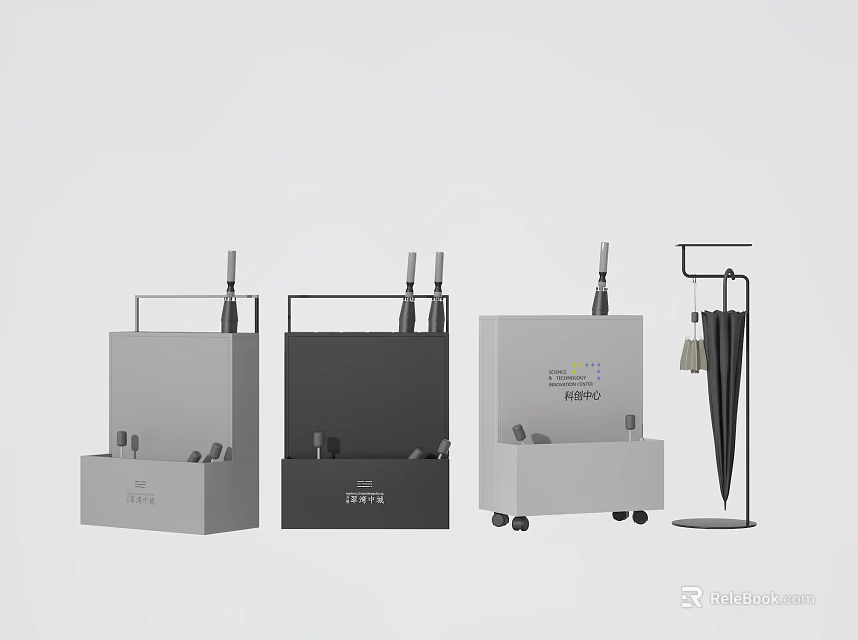 Modern Umbrella Stand Designs With Different Colors And Storage Features 3d model 