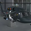 Dark Green Helicopter With Red Star Logo And Number 77 Near Glass Building