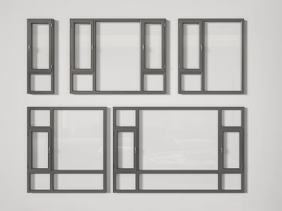 Aluminum Frame Casement Windows With Screen Mesh And Multiple Panel Design 3d model