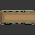 Red Toy Bus With Transparent Windows Wooden Roof And Black Wheels