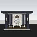Modern Pavilion Design With Columns Circular Decor And Seats Under Sunset Sky