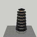 Ancient Pagoda Architecture with Multistory Traditional Design Surrounded by Lush Green Trees Under Blue Sky