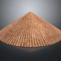 Traditional Bamboo Woven Conical Hat Daily Life Item With Brown Striped Texture