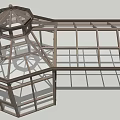 Octagonal Glass Architectural Structure Design With Geometric Frame And Transparent Panels 3d model