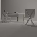Minimalist White Sofa Set With Room Divider Bookshelf And Table 3d model