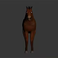 Brown Horse Standing With Flowing Mane And Tail On Dark Surface 3d model