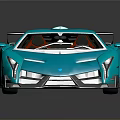 Blue Sports Car With Sleek Design Rear Wing Red Wheels And Black Windows