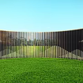 Modern Curved Feature Wall Design With Black Gold Stripes And Mountain Patterns 3d model