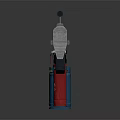 Tactical Military Weapon With Metallic Structure Multiple Holes Black Grip And Blue Red Tanks