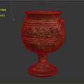 Ancient Ceramic Wine Bottle With Intricate Carvings And Decorative Handles