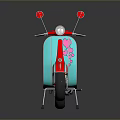 Vintage Turquoise And Red Motorcycle With Pink Accents Brown Seat Reflective Surface