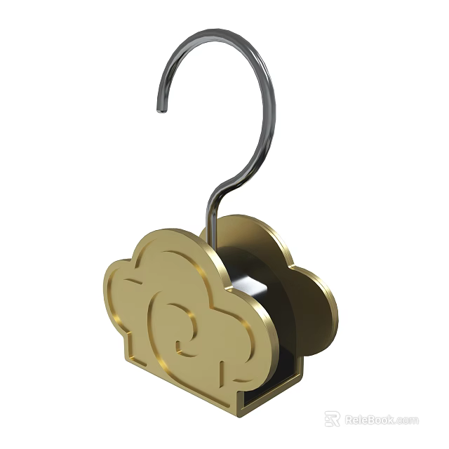 Golden Cloud Shaped Decorative Hook With Number 12 Design For Home Decor 3d model 