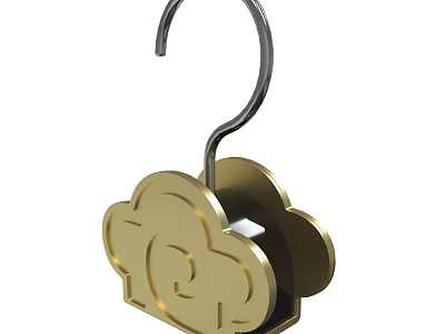Golden Cloud Shaped Decorative Hook With Number 12 Design For Home Decor 3d model