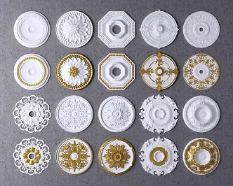 Modern lamp panel Gypsum round carved lamp panel 3d model