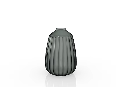 Gray Ceramic Vase With Vertical Striped Pattern Modern Minimalist Home Decor Accent 3d model